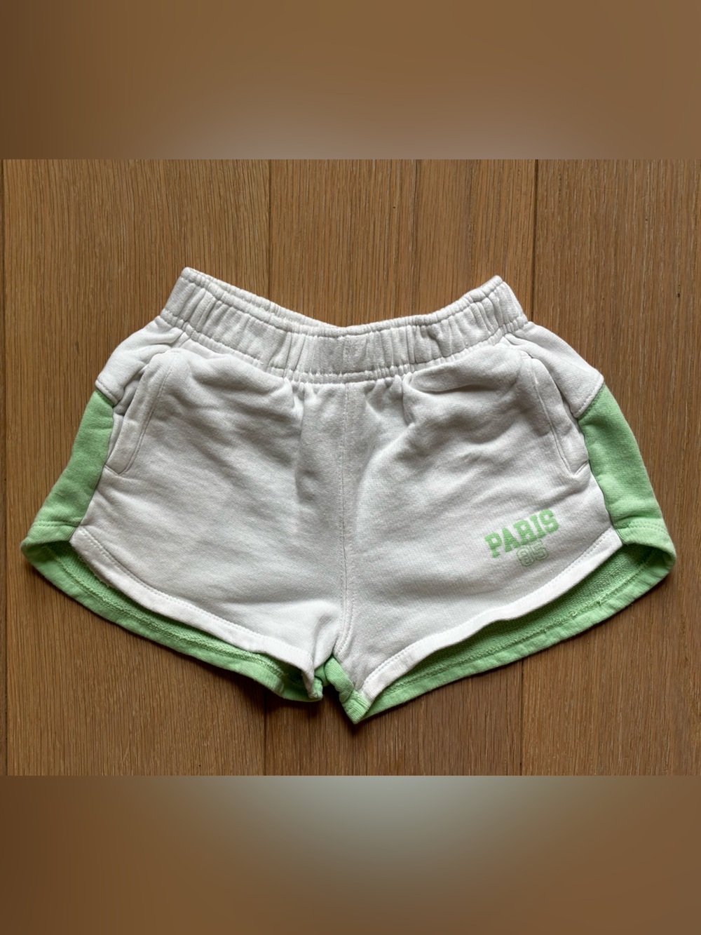 Zara White and Light Green Kids Shorts